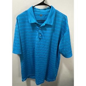 Nike Golf Men's Polo Shirt Sz M Blue Striped Short Sleeve Active Casual Swoosh